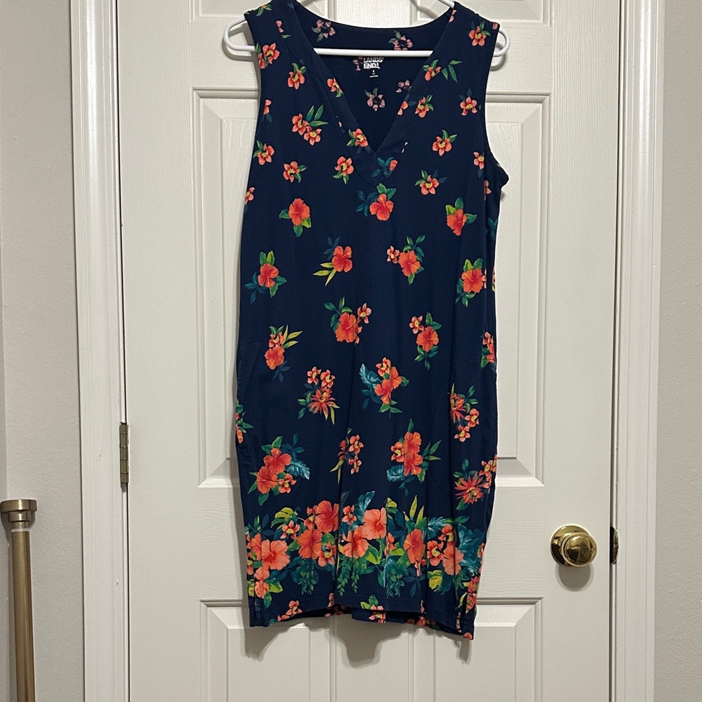 Lands' End Floral Midi Dress - Navy and Red